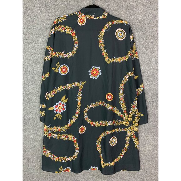 Modcloth Womens Large Florals Kimono Topper Open Front Black Floral - Picture 2 of 11